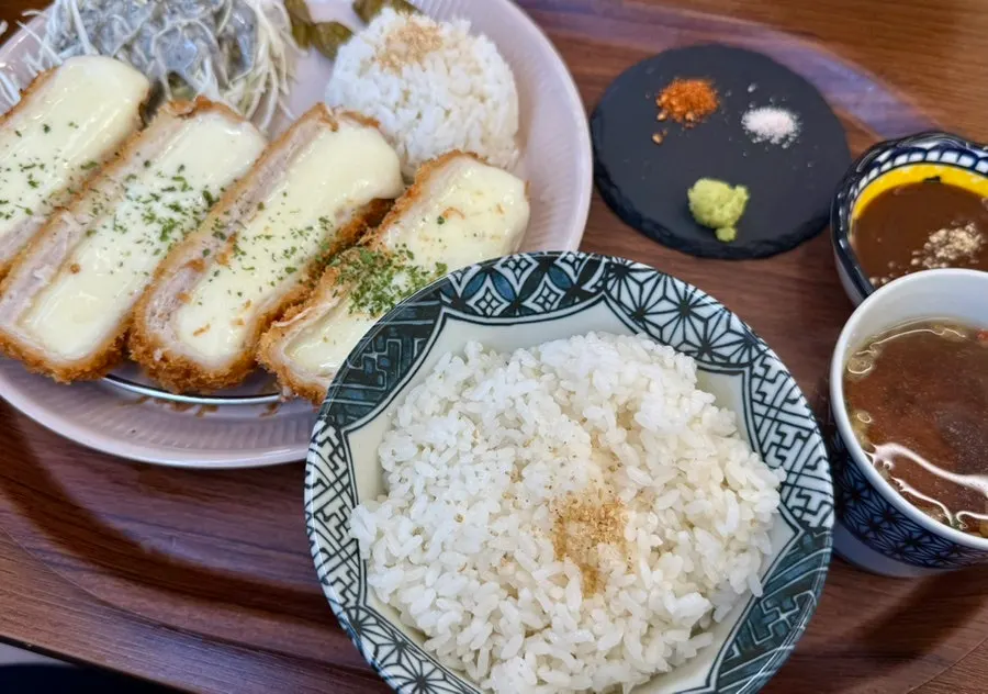 Mozza cheese katsu and mini cold soba spread
