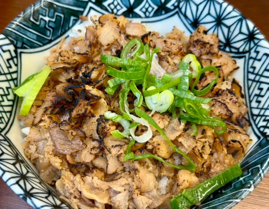 Rich tonkotsu broth with bean sprouts and green onion