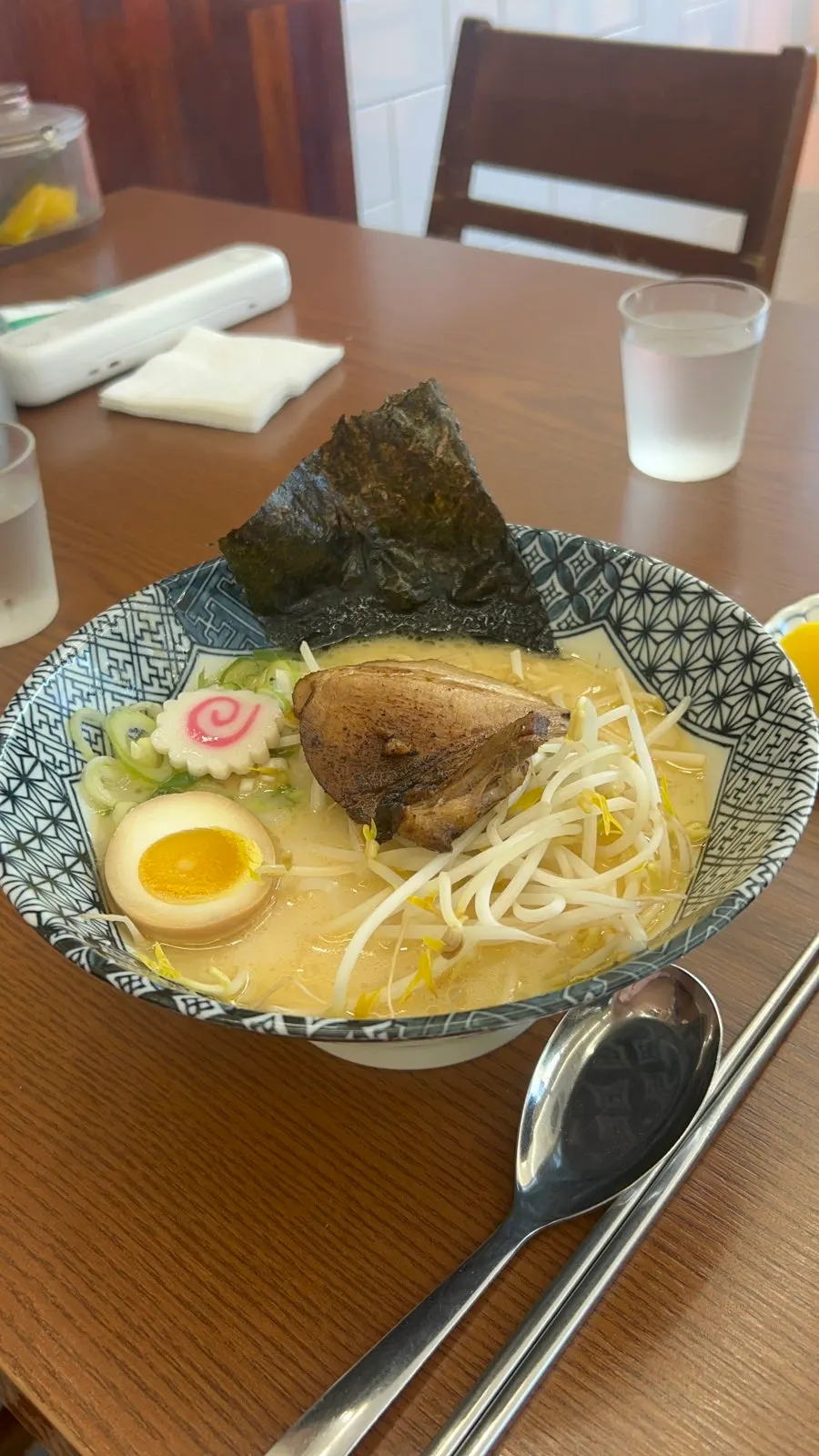 Full spread of the tonkotsu ramen butadon set