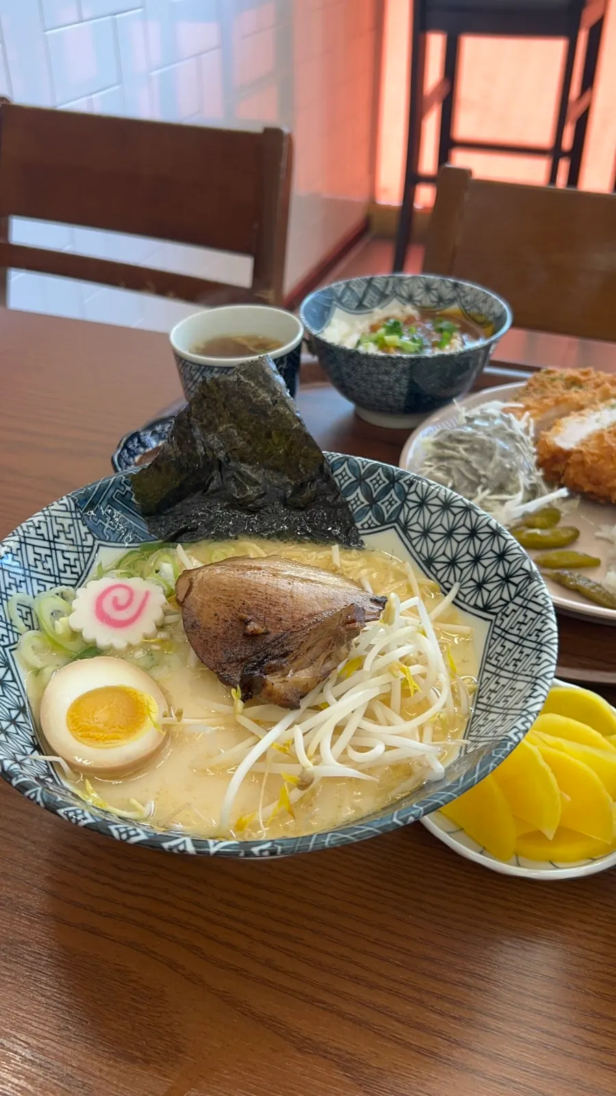 Ramen and rice bowl combo at Myeonsikdang