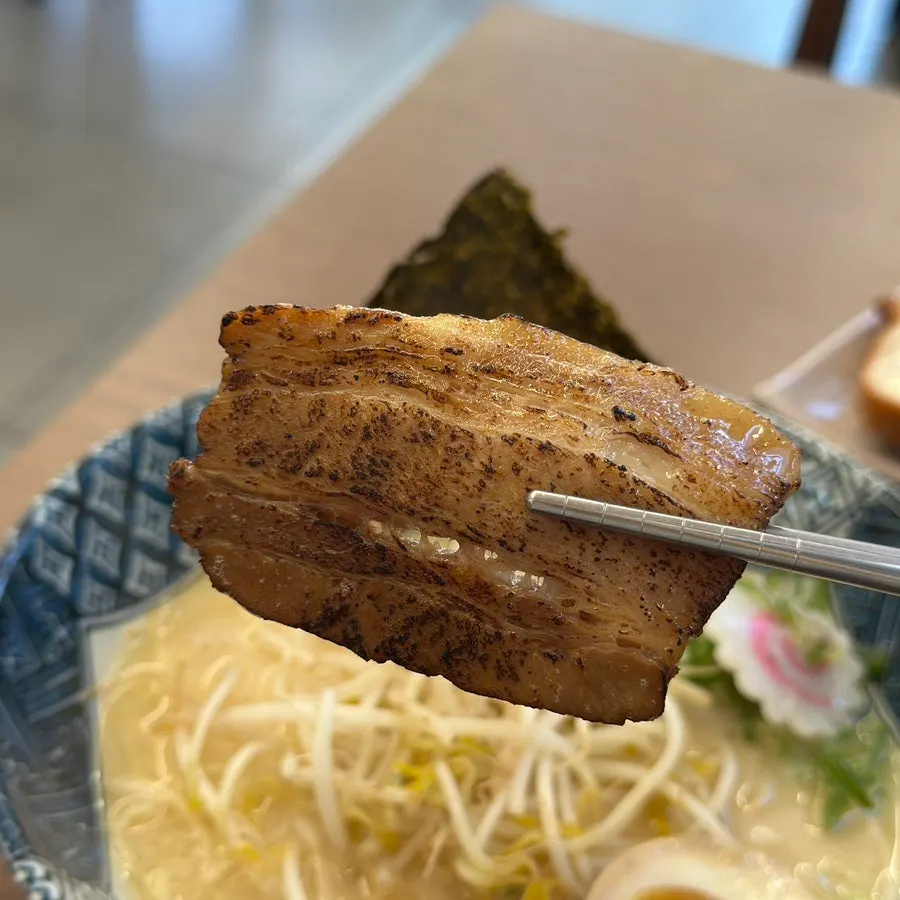 A piece of smoky char siu