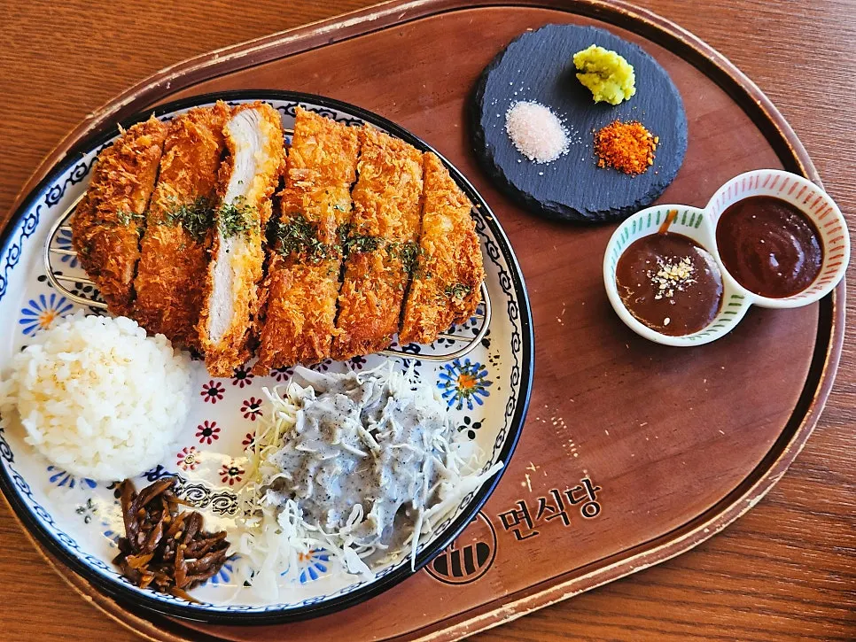 Plate of handmade pork loin katsu at Myeonsikdang Keimyung University Branch