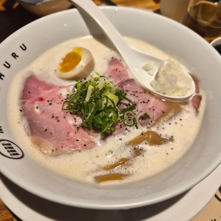Tori paitan ramen made with chicken bone broth