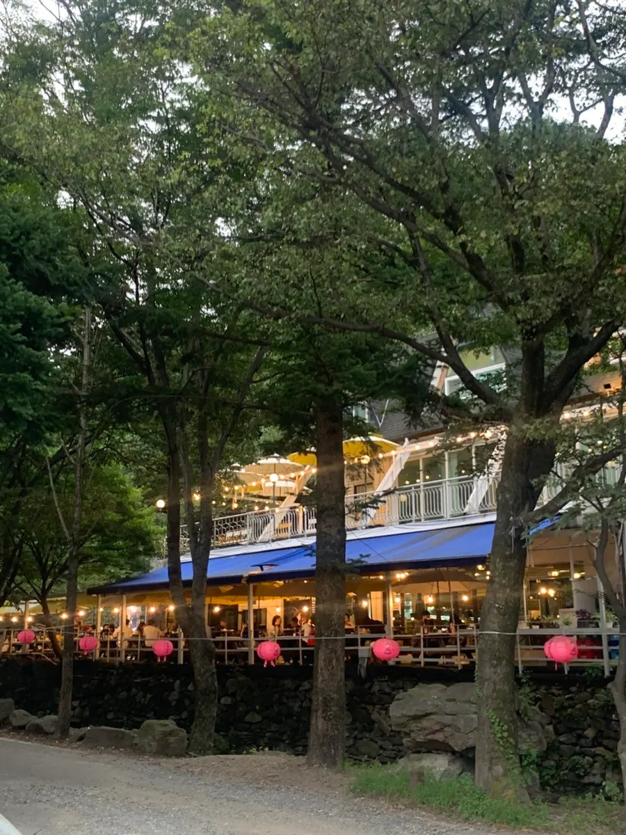 View of the creek flowing in front of the restaurant