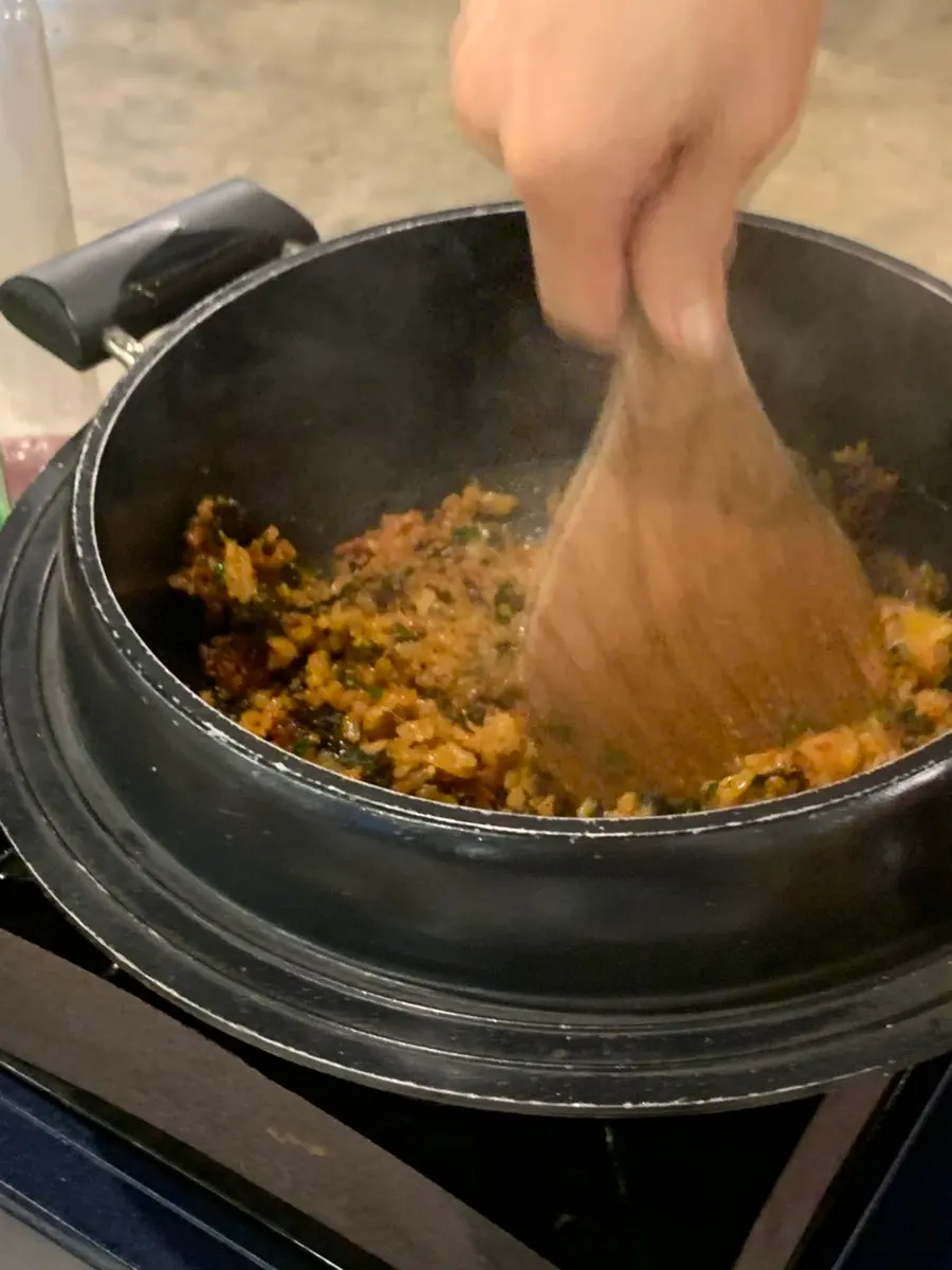Pollock roe nurungji fried rice served as the finishing dish