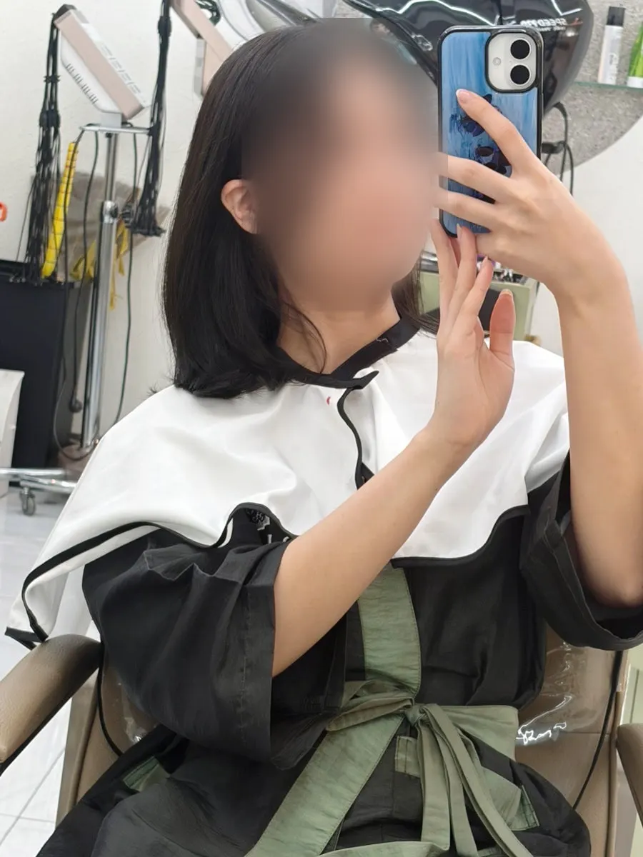 Front view of the finished layered cut