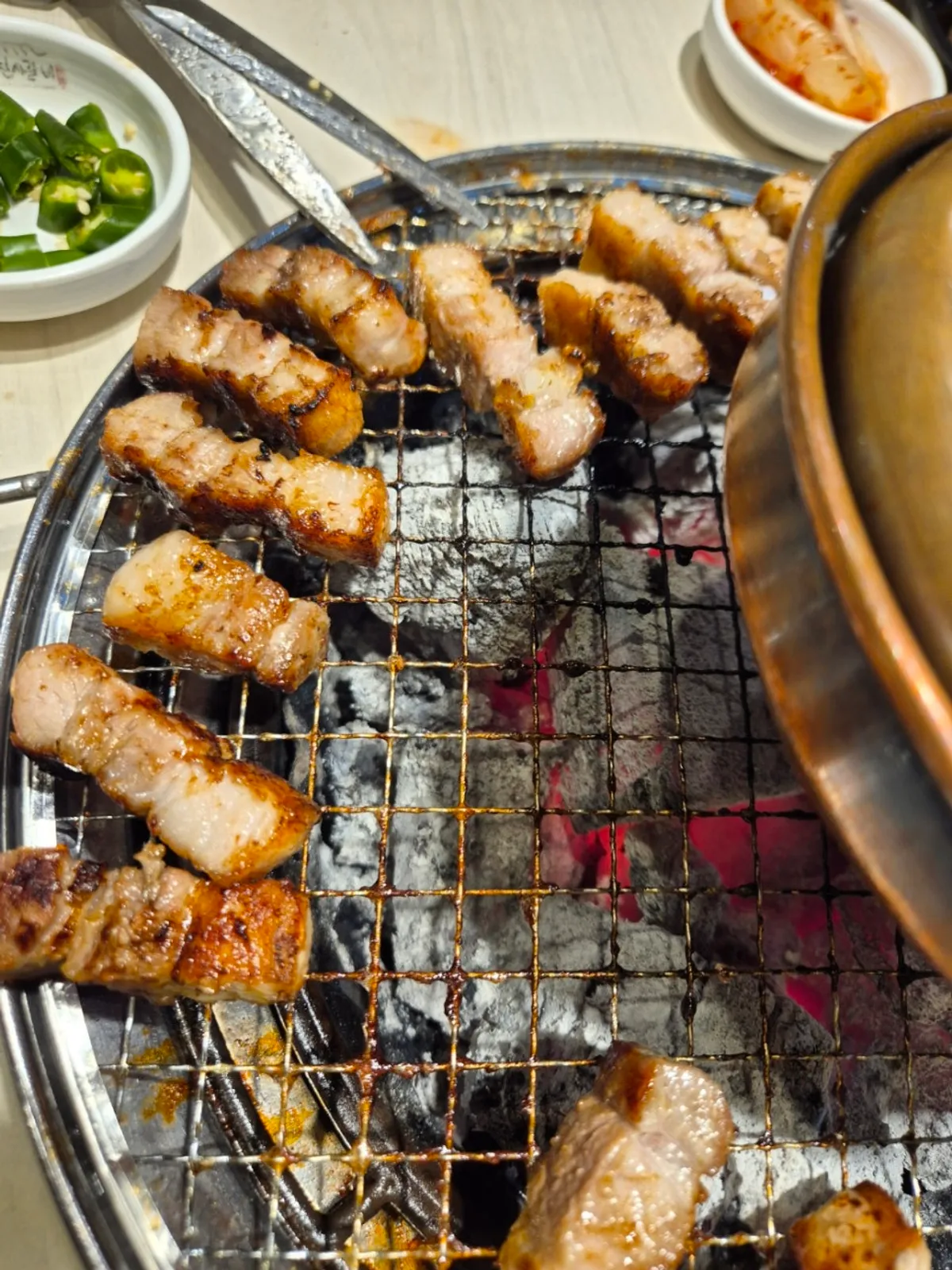 Thick pork belly grilled to a golden brown