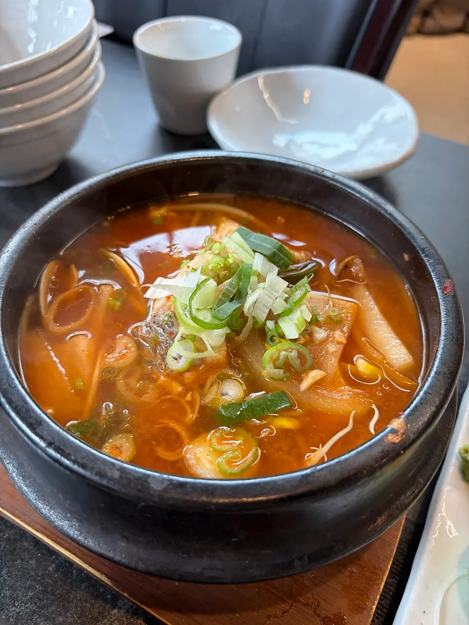 Croaker stew broth and fish meat