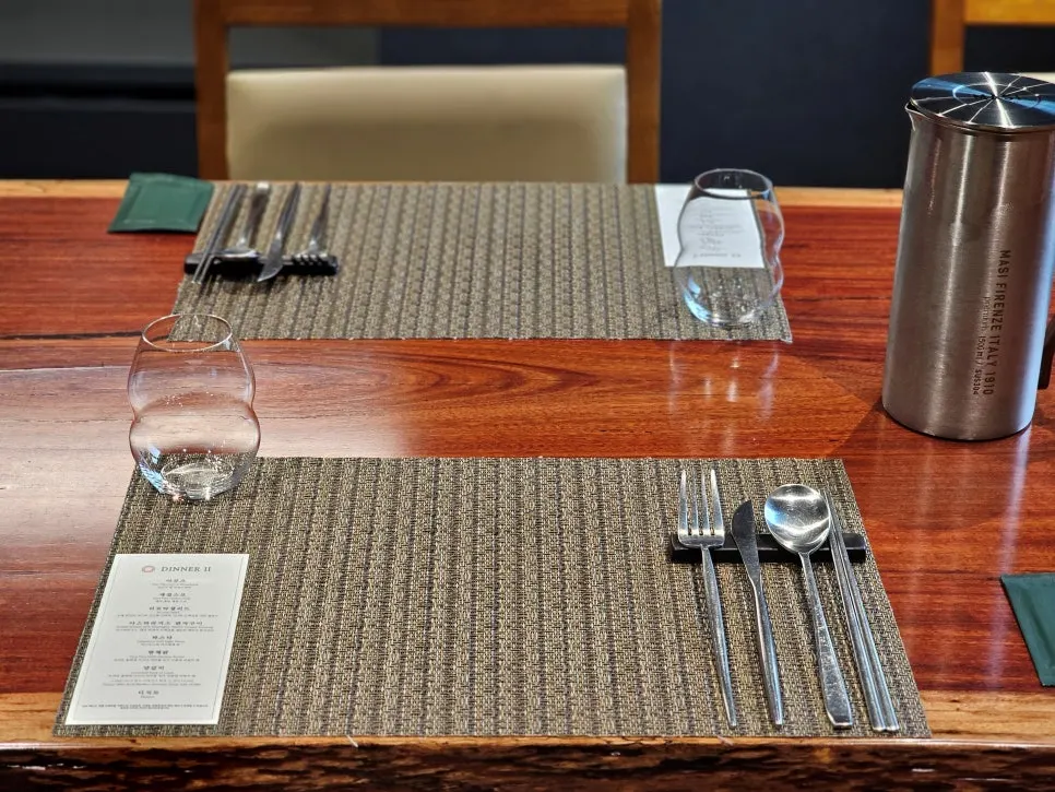 Private room set up with a table for four