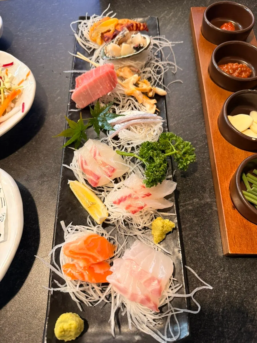 Jeju seafood served alongside the sashimi