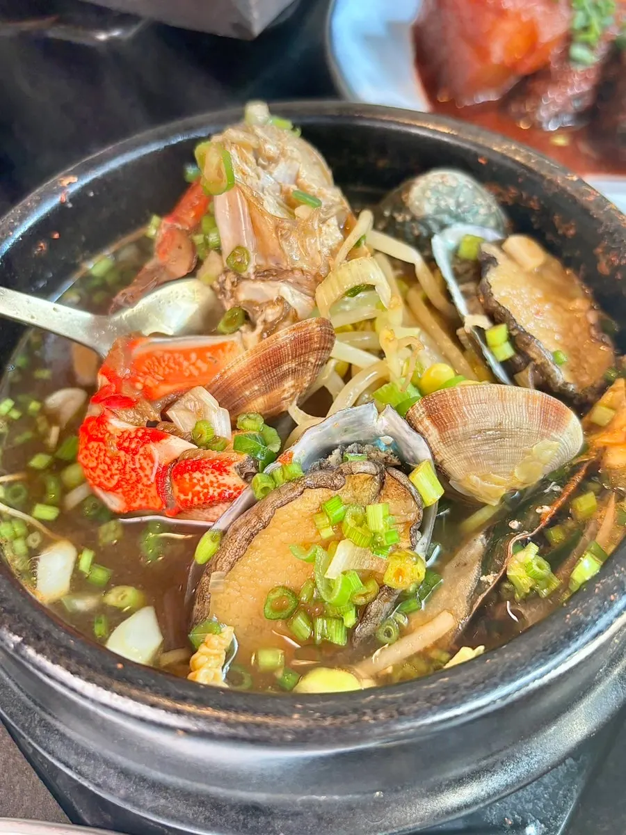Abalone hot pot rice topped with abalone