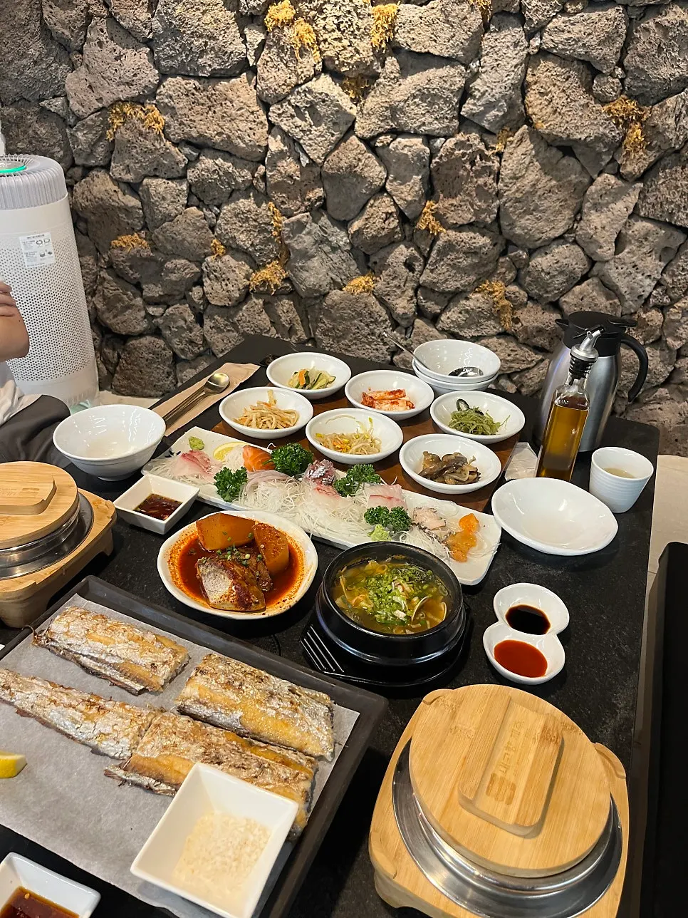 파를 듬뿍 넣은 전복 들어간 탕