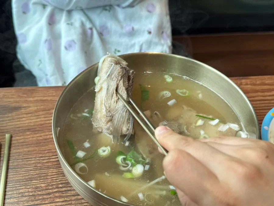 Short rib meat pulled from the galbitang