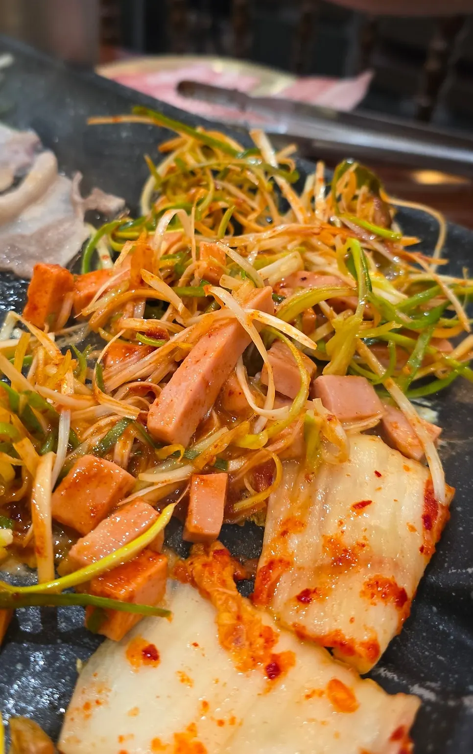 Frozen pork belly grilled with salt and pepper