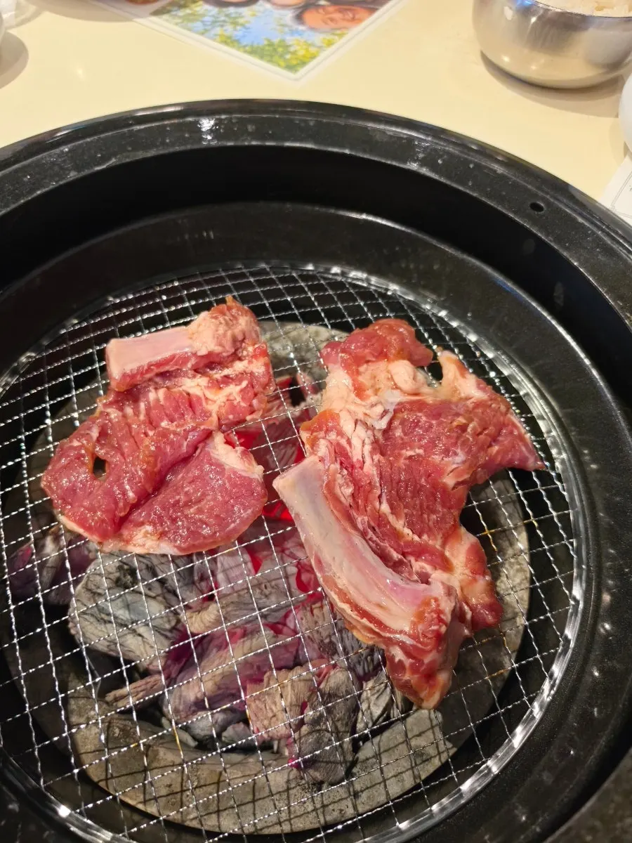 Close-up of golden-brown grilled pork ribs