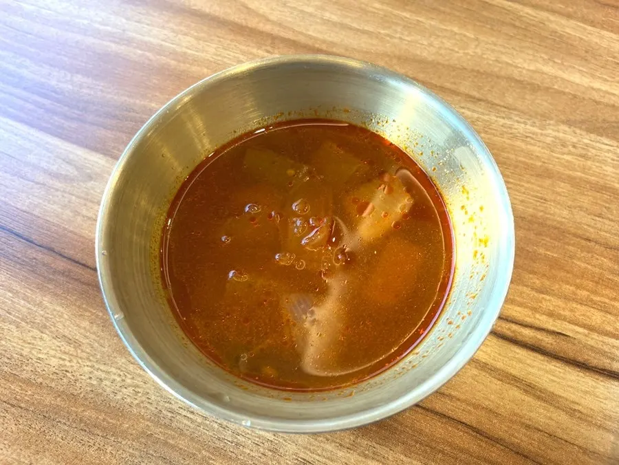 The spicy radish soup served as a default side
