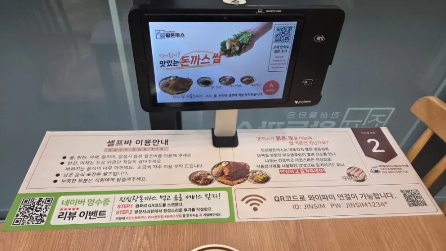 Tablet menu and ordered-menu information