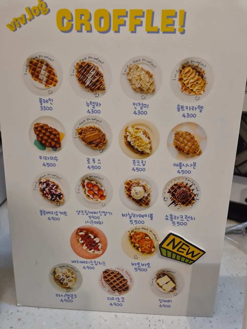 Menu board with many croffle options