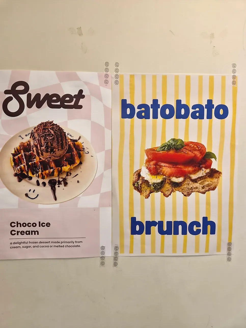 Menu photos posted on the store wall