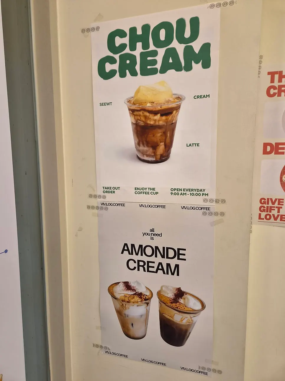 Signage prepared personally by the independent café