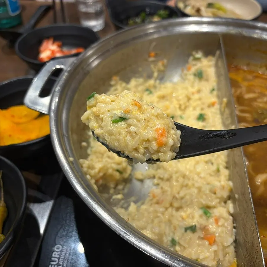 Egg porridge cooked as the finishing dish