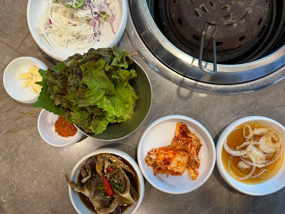 Table set with charcoal for grilling