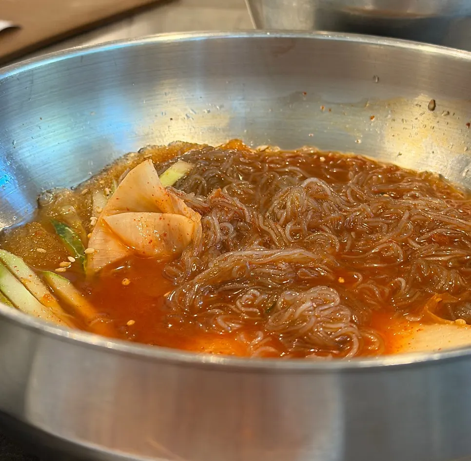 Bibim naengmyeon ordered for dessert