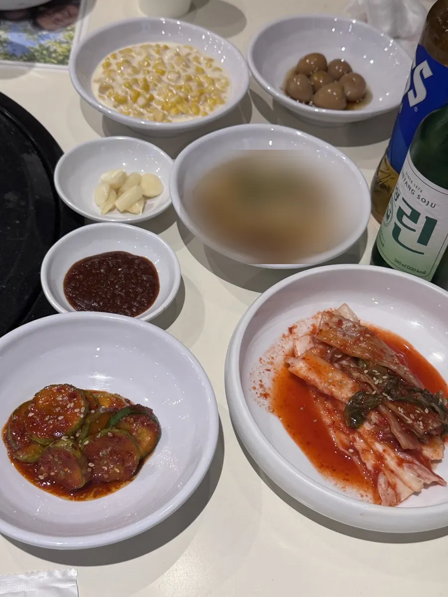 Spread of basic side dishes at Nagwon Sutbulgalbi
