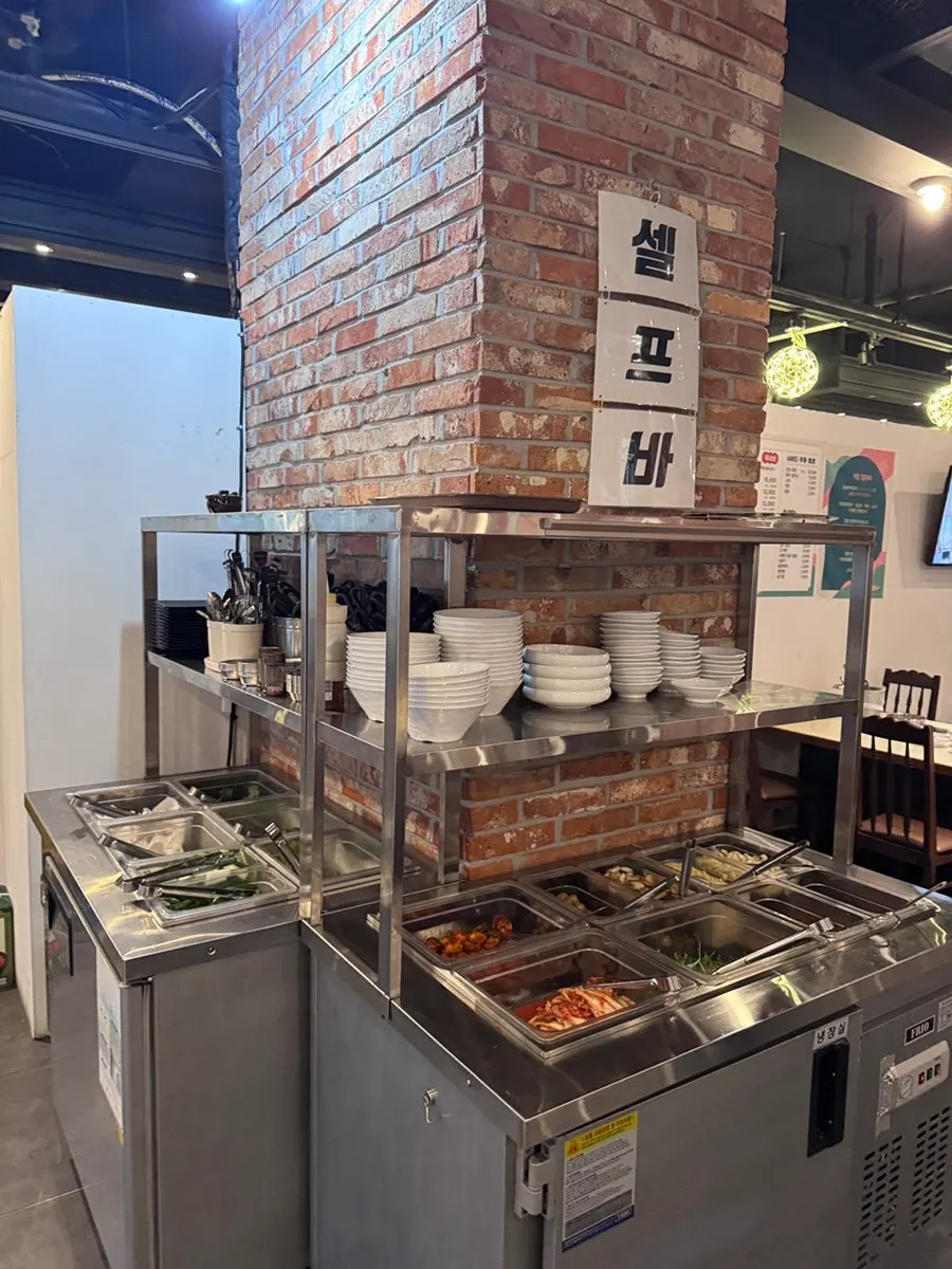 Side dishes and lettuce wraps from the self-serve bar