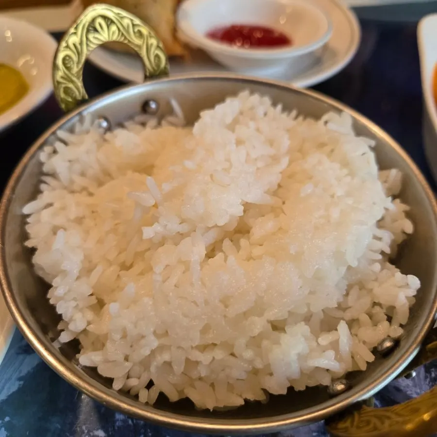 Plain rice served with the curry