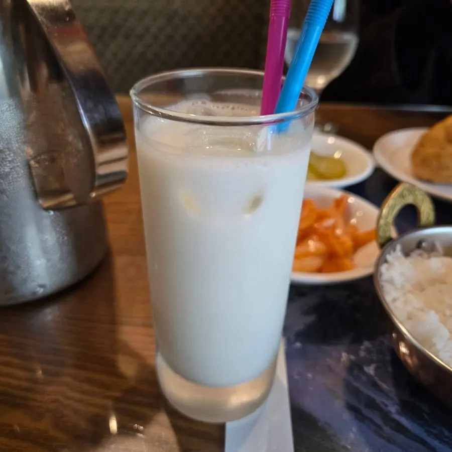 A glass of lassi chosen as the set drink
