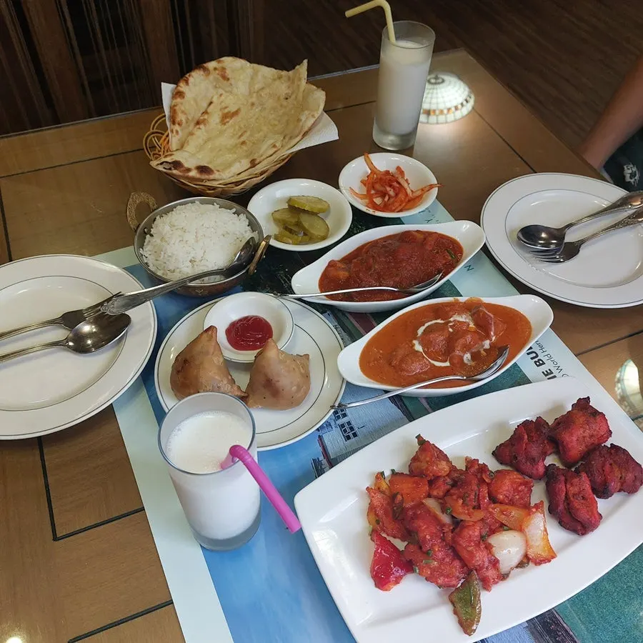 Shrimp chili and garlic naan from the couple set