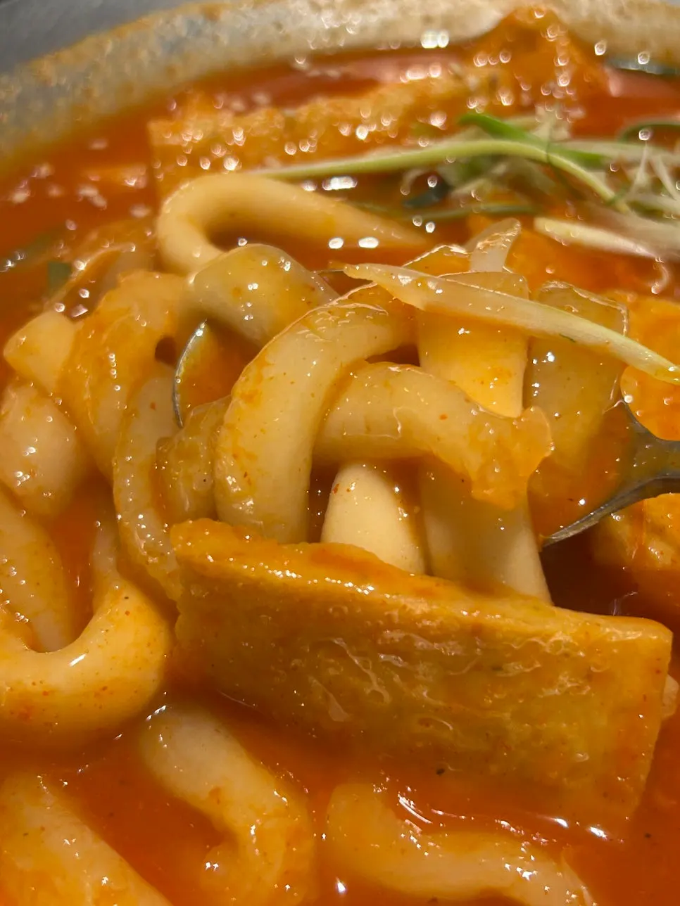 Boneless chicken dipped into tteokbokki broth