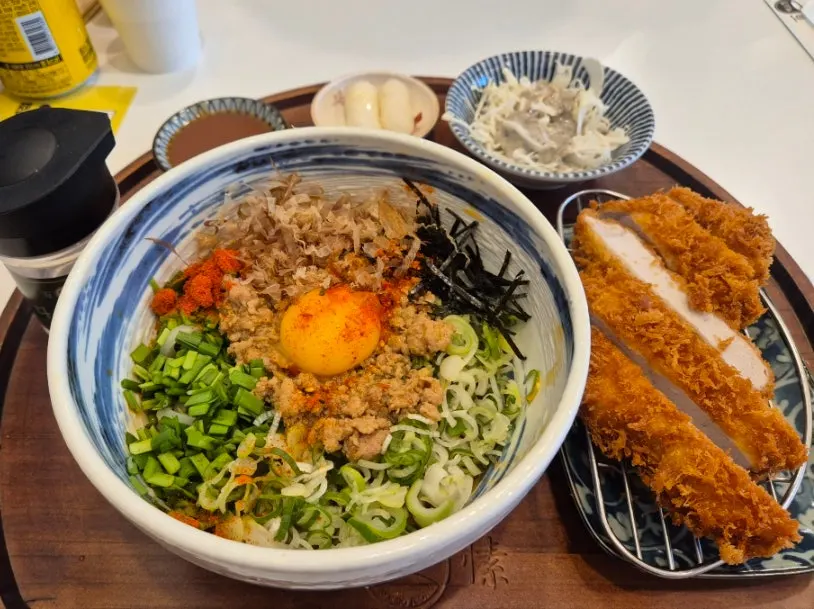 Karai mazesoba and tonkatsu menu