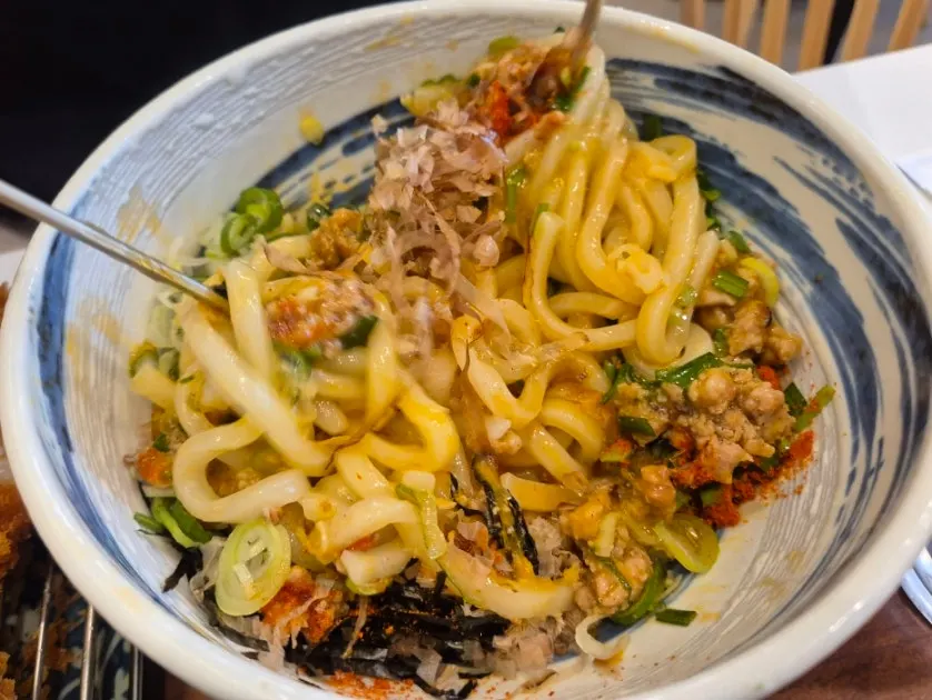 Mazesoba mixed with its sauce