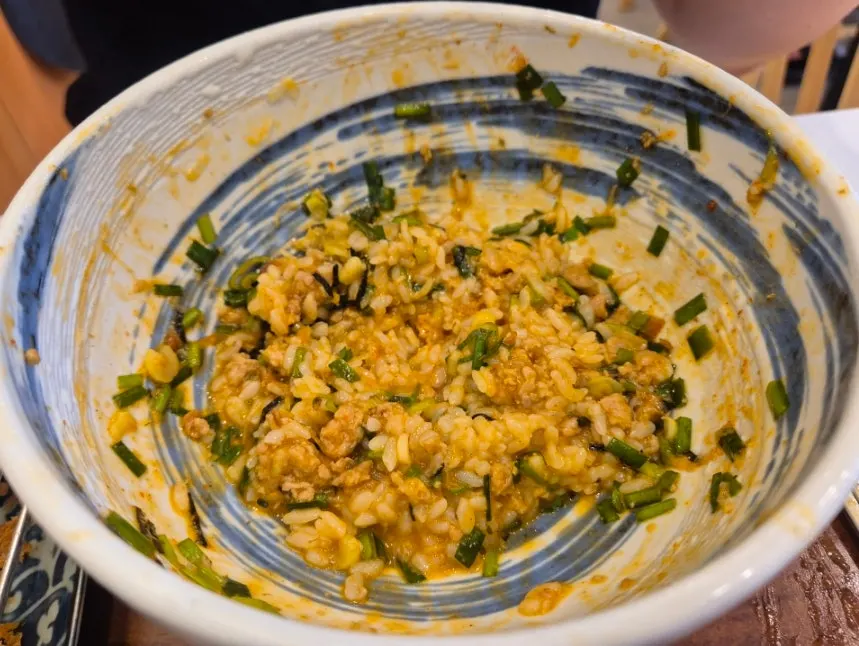 Mazesoba sauce mixed with rice