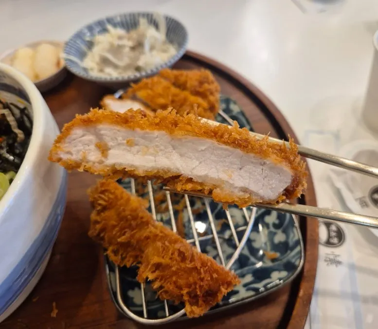 Tonkatsu eaten alongside mazesoba