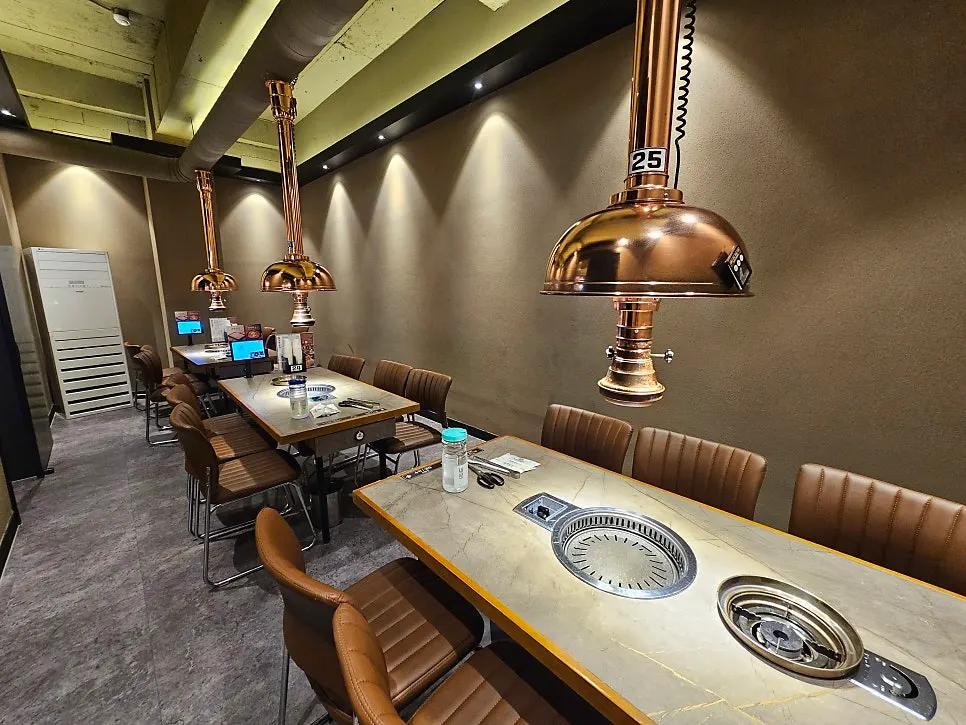 Seating with generous spacing between tables