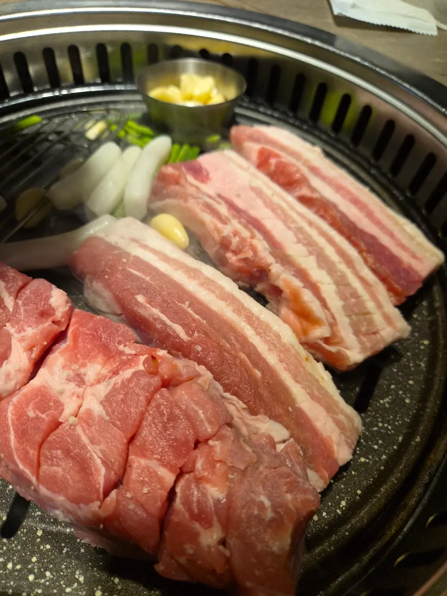 Thick aged pork belly and pork neck