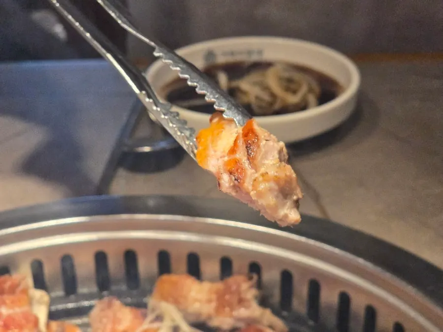 Golden-brown grilled pork belly