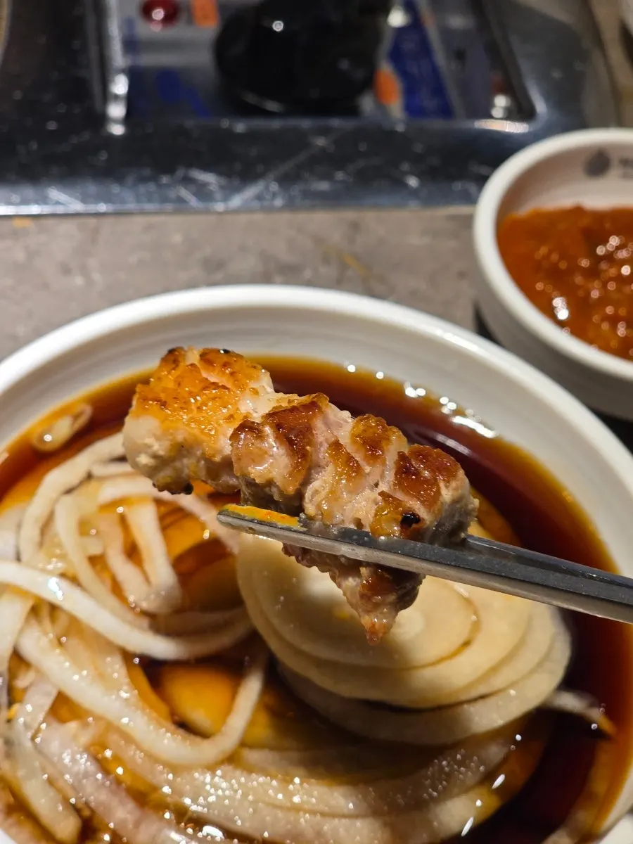 Meat paired with pickled onions