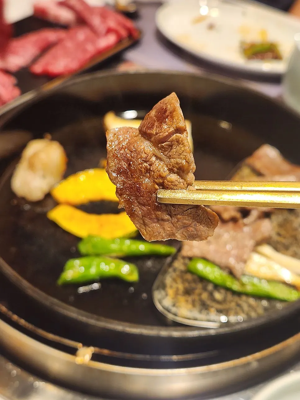 Juicy grilled Hanwoo beef