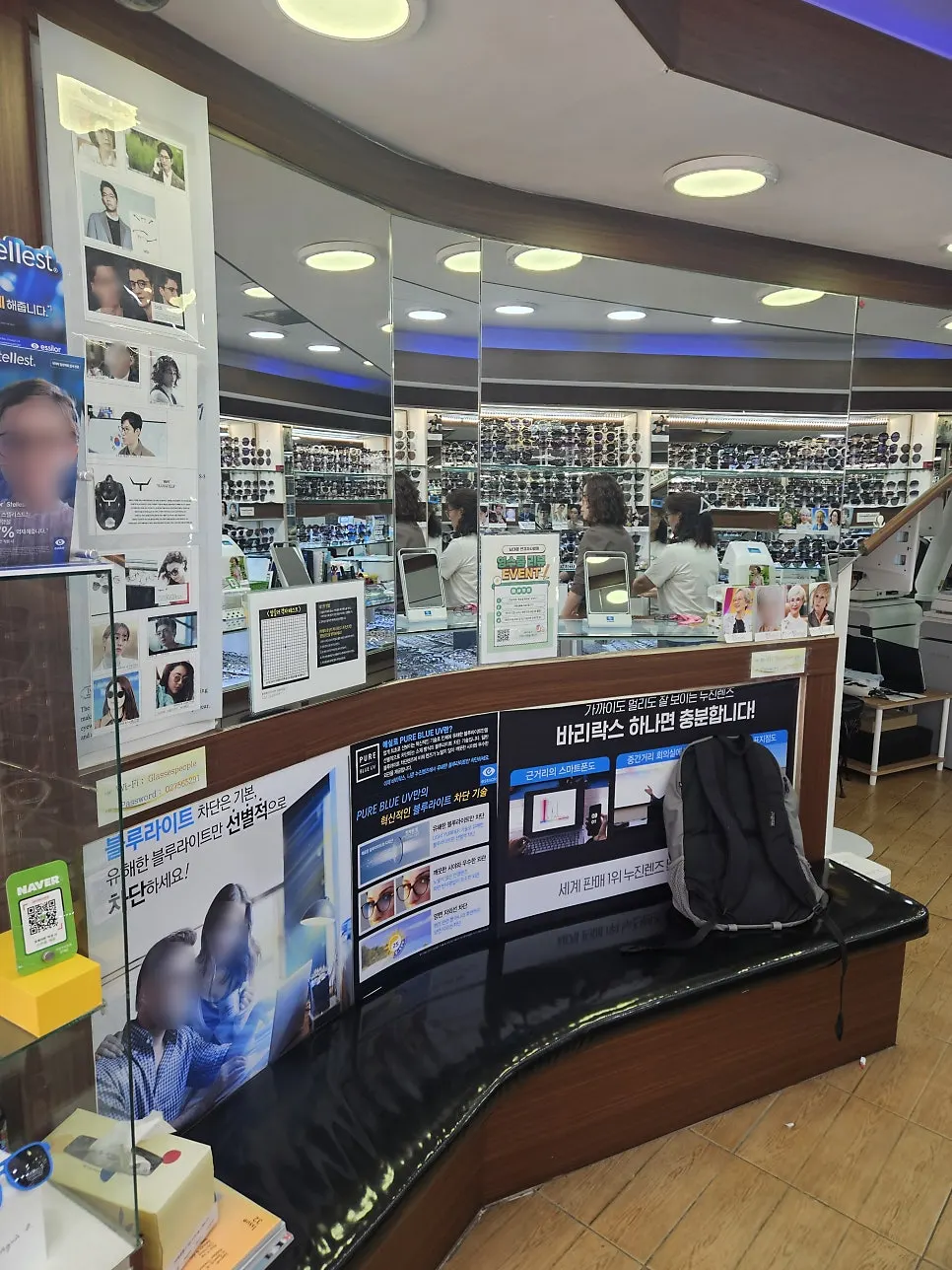 Sunglasses display in one corner of the shop