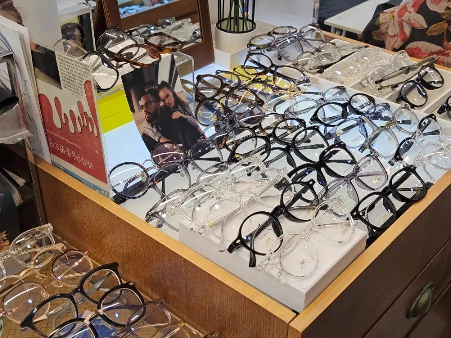 Eyeglass frame display corner at 007 Optical
