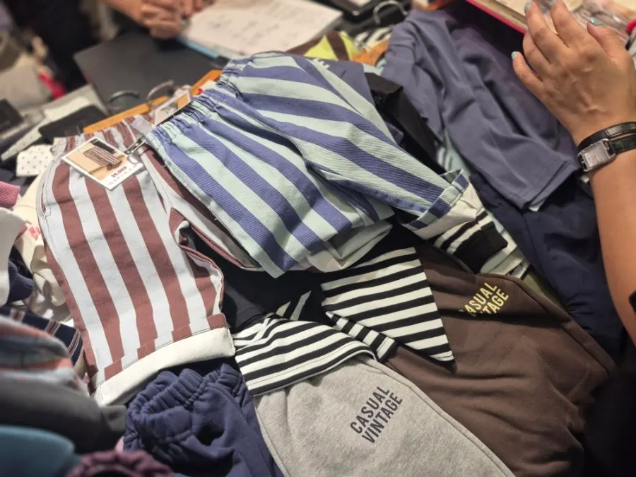 Table displaying elementary junior clothes