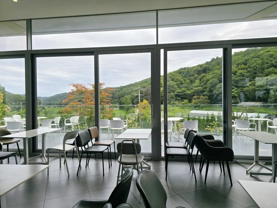 Sum café entrance and the view in front of the store