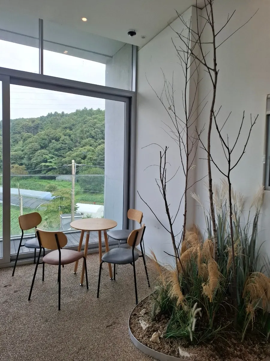 자작나무 인테리어의 카페 숨 별관 2층