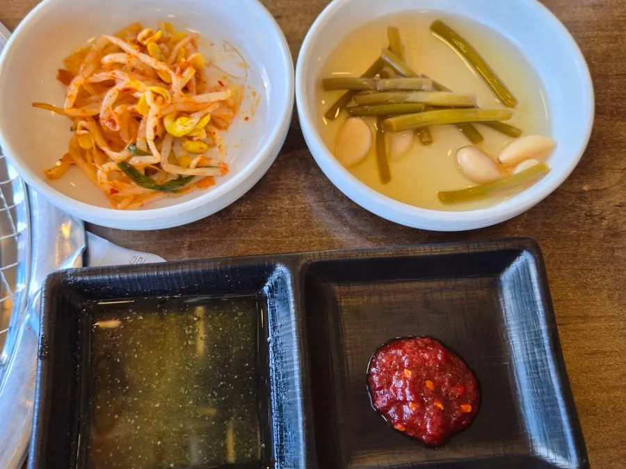 Wasabi soy sauce and basic side dishes