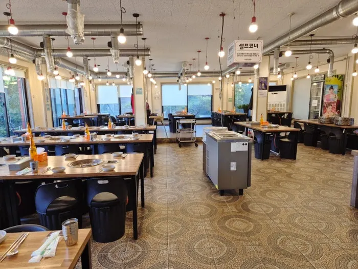 Inside Jayeon Dakgalbi with widely spaced tables