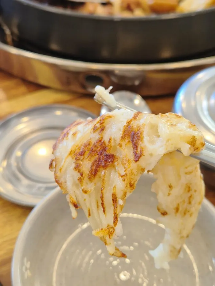 Cross-section of the crispy potato pancake
